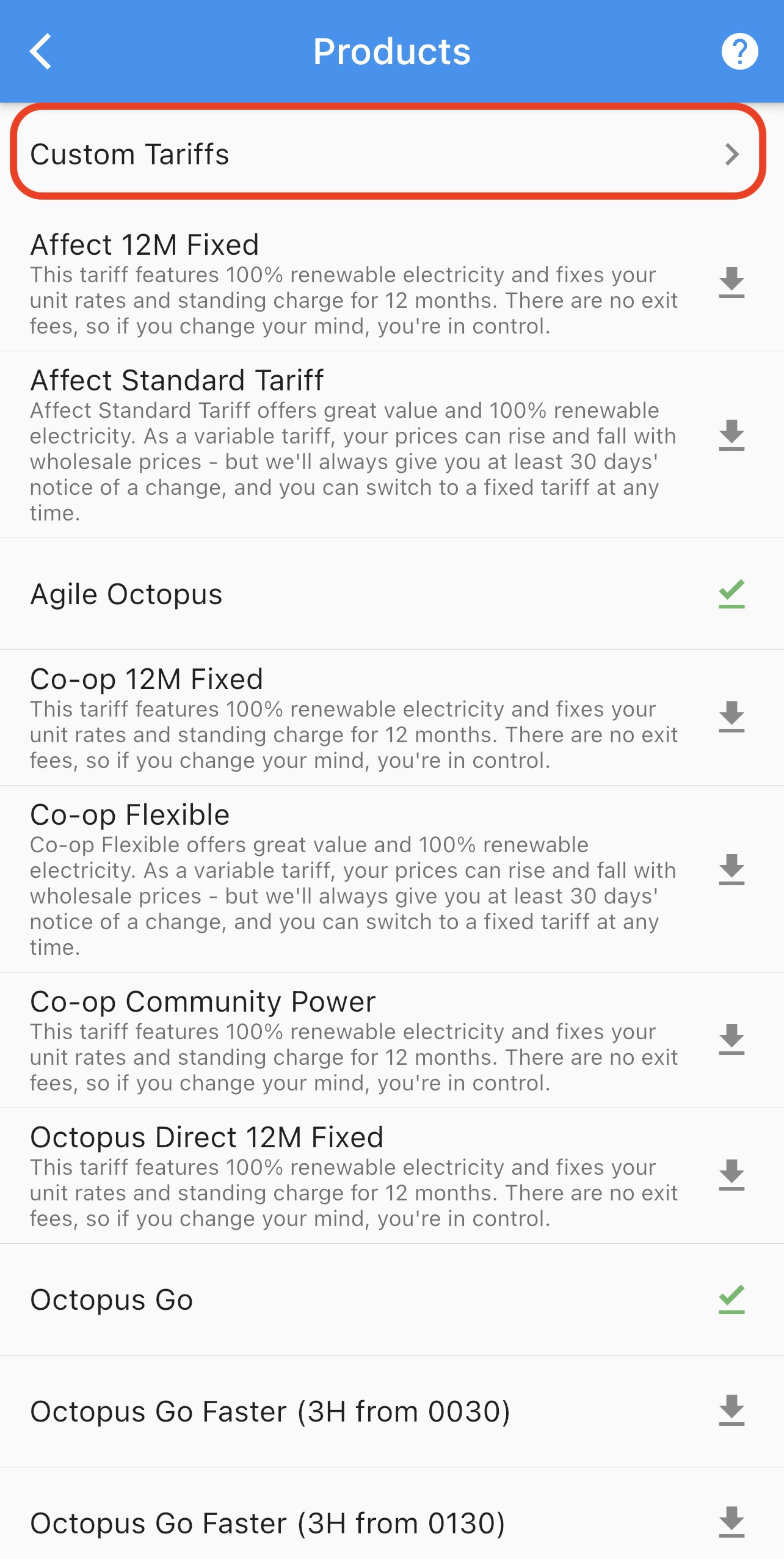 Products Page